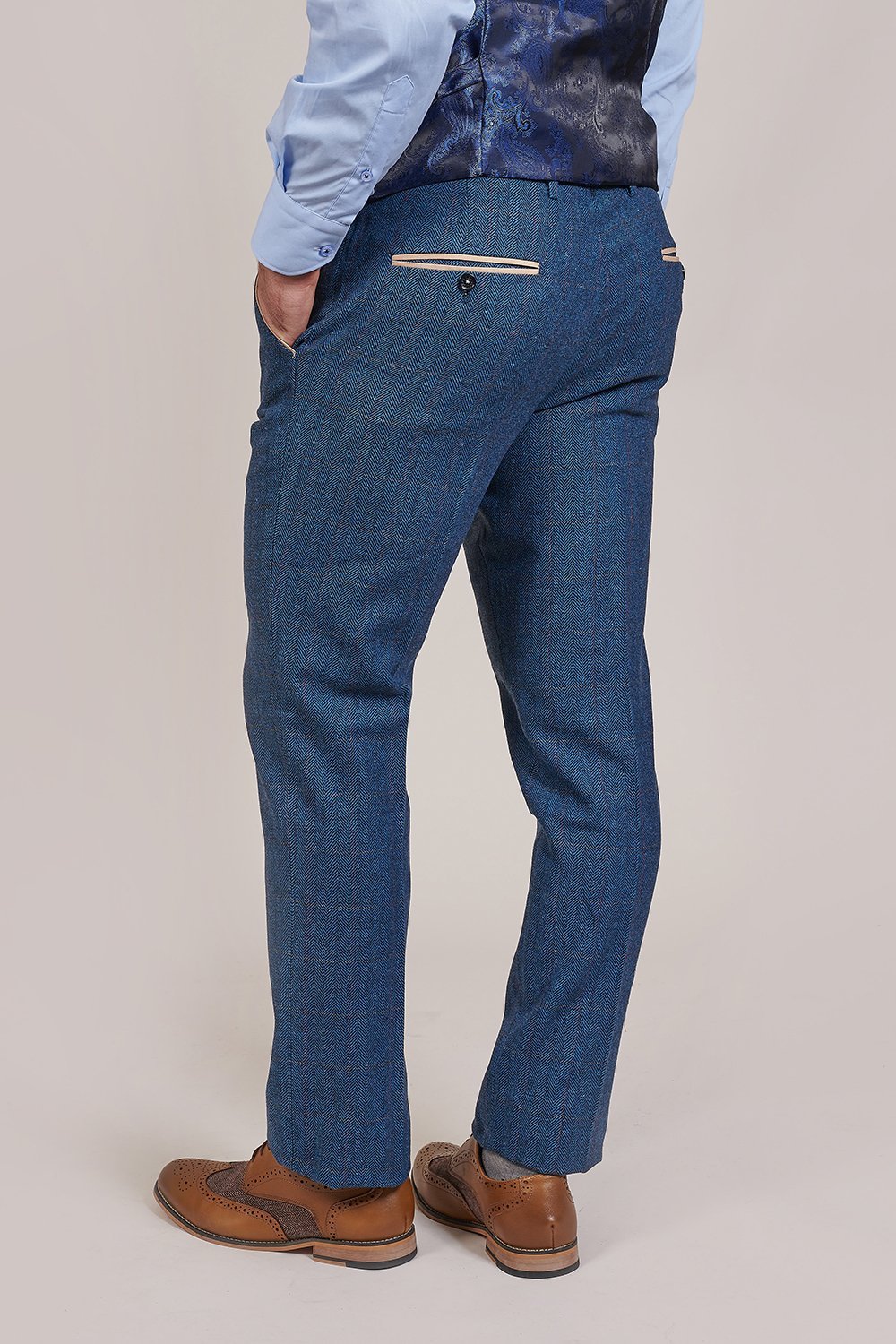 Marc Darcy - Dion Blue Tweed Trousers - Furbellow & Co