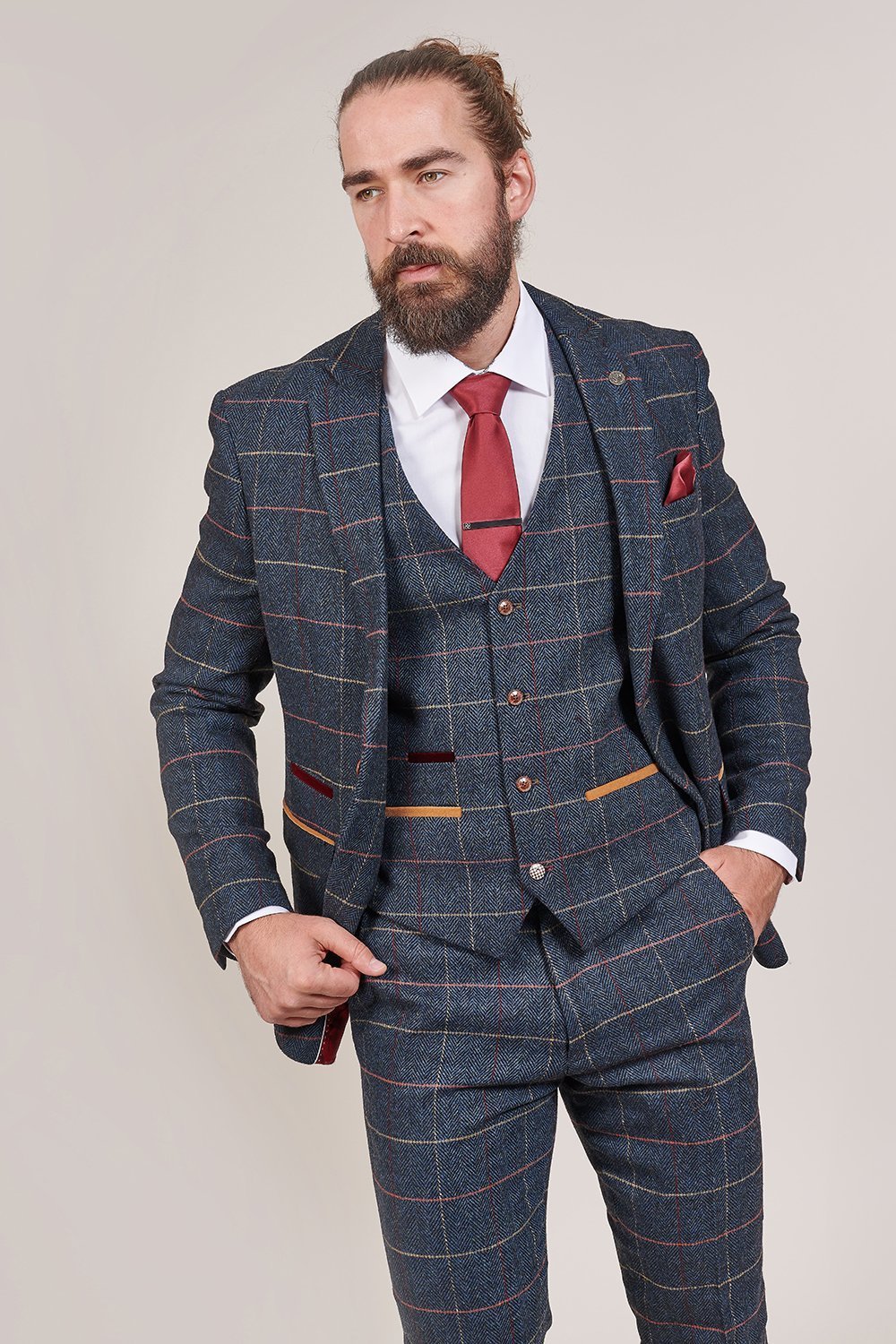 Marc Darcy Eton Navy Check Tweed Style 3 Piece Suit – Master Debonair